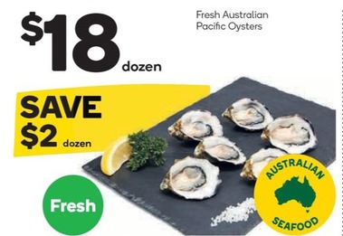 Fresh Australian Pacific Oysters offers at $18 in Woolworths