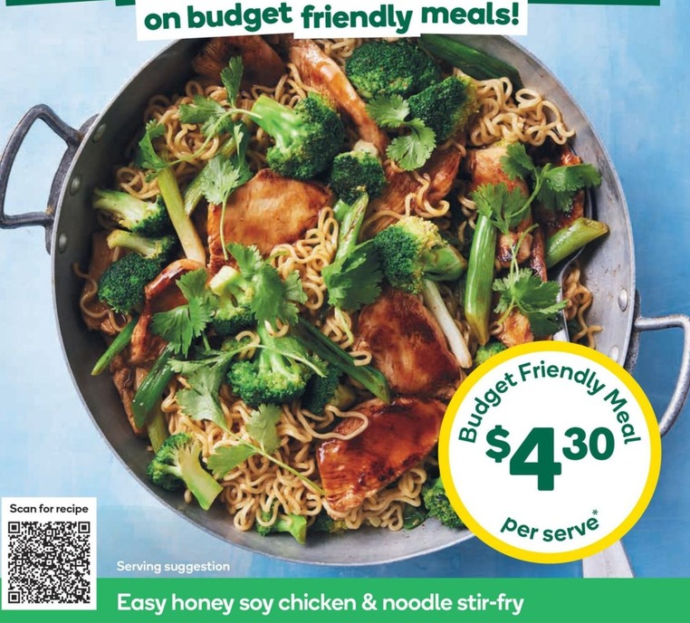 Easy Honey Soy Chicken & Noodle Stir-fry offers at $4.3 in Woolworths