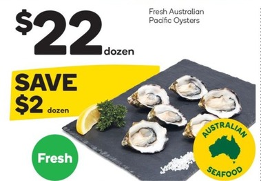 Fresh Australian Pacific Oysters offers at $2 in Woolworths