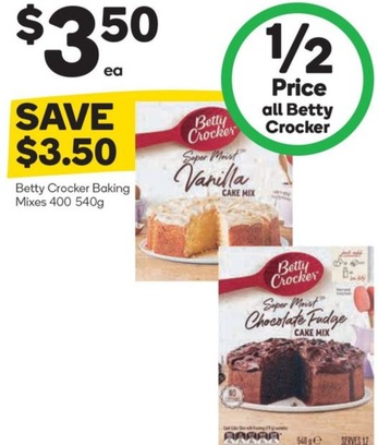 Betty Crocker Baking Mixes 400-540g offers at $3.5 in Woolworths