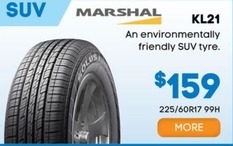Marshal KL21 225/60R17 99H offers at $159 in Tyres & More