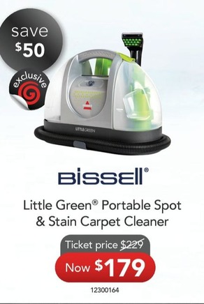 Bissell Little Green® Portable Spot & Stain Carpet Cleaner offers at $179 in Godfreys