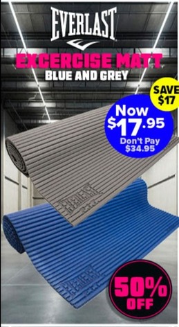 Excercise Matt Blue And Grey offers at $17.95 in Jim Kidd Sports
