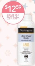 Neutrogena Ultra Sheer Body Mist Sunscreen Spray SPF50 - 140g offers at $12.59 in TerryWhite Chemmart