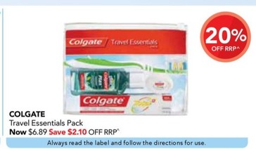Colgate Travel Essentials Pack offers at $6.89 in Amcal