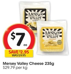 Mersey Valley Cheese 235g offers at $7 in Coles