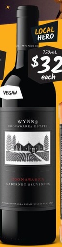 Wynns Black Label Range offers at $32 in Cellarbrations