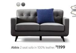 Abbie 2 Seat Sofa In 100% Leather offers at $1 in Focus On Furniture