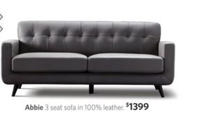 Abbie 3 Seat Sofa In 100% Leather offers at $1 in Focus On Furniture
