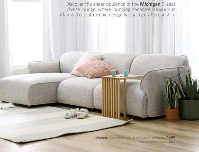 Michigan 3 Seat Chaise offers at $1599 in Focus On Furniture
