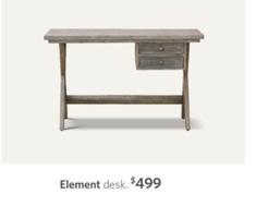 Element Desk offers at $499 in Focus On Furniture