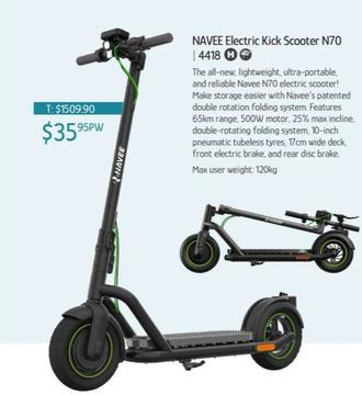 Navee Electric Kick Scooter N70 offers at $35.95 in Chrisco