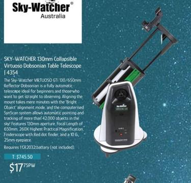 Sky-watcher 130mm Collapsible Virtuoso Dobsonian Table Telescope offers at $17.75 in Chrisco
