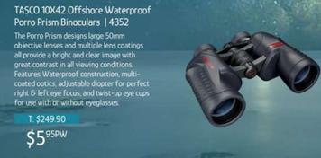 Tasco 10x42 Offshore Waterproof Porro Prism Binoculars offers at $5.95 in Chrisco