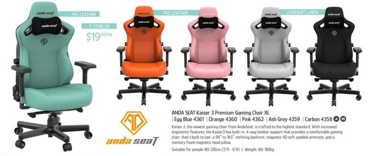 Anda Seat Kaiser 3 Premium Gaming Chair Xl offers at $19 in Chrisco