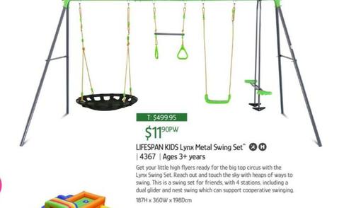 Lifespan Kids Lynx Metal Swing Set offers at $11.9 in Chrisco