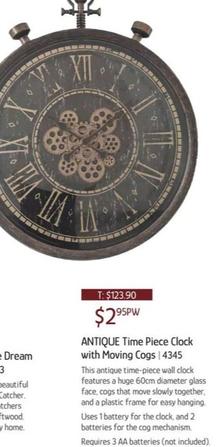 Antique Time Piece Clock With Moving Cogs offers at $2.95 in Chrisco