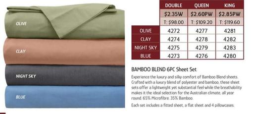 Bamboo Blend 6pc Sheet Set offers at $2.35 in Chrisco