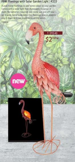 Pink Flamingo With Solar Garden Light offers at $2.7 in Chrisco