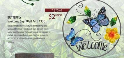 Butterfly Welcome Sign Wall Art offers at $2.7 in Chrisco