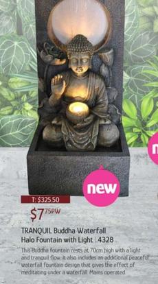 Tranquil Buddha Waterfall Halo Fountain With Light offers at $7.75 in Chrisco