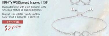 Infinity Wg Diamond Bracelet offers at $27.95 in Chrisco