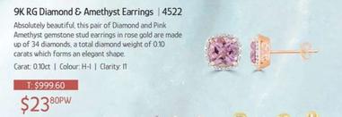 9k Rg Diamond & Amethyst Earrings offers at $23.8 in Chrisco