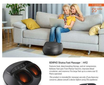 Renpho Shiatsu Foot Massager | 4412 offers at $5.5 in Chrisco