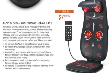 Renpho Neck & Back Massage Cushion | 4411 offers at $7.6 in Chrisco