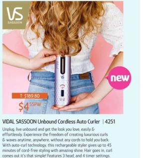 Vidal Sassoon Unbound Cordless Auto Curler | 4251 offers at $4.55 in Chrisco