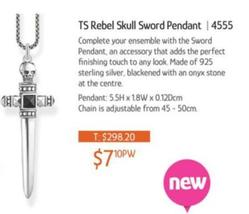 Ts Rebel Skull Sword Pendant 4555 offers at $7.1 in Chrisco