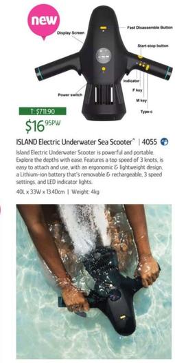 Island Electric Underwater Sea Scooter offers at $16.95 in Chrisco