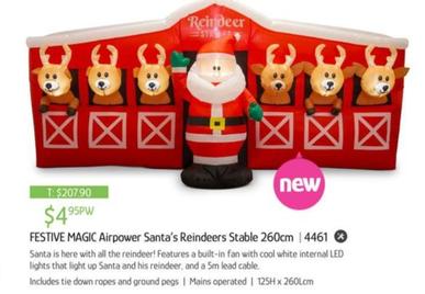 Festive Magic Airpower Santa's Reindeers Stable 260cm offers at $4.95 in Chrisco