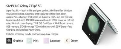 Samsung - Galaxy Z Flip5 5g offers at $46.95 in Chrisco