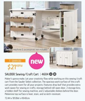 Sauder Sewing/craft Cart offers at $21.4 in Chrisco