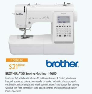 Brother A150 Sewing Machine offers at $21.4 in Chrisco