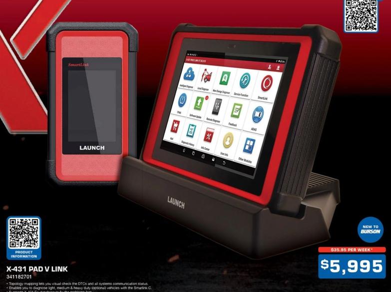 Lunch X-431 Pad V Link offers at $5995 in Burson Auto Parts