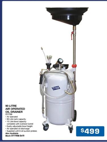 90 Litre Air Operated Oil Drainer offers at $499 in Burson Auto Parts