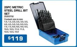 25pc Metric Steel Drill Bit Set offers at $119 in Burson Auto Parts