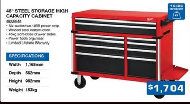 46" Steel Storage High Capacity Cabinet offers at $1704 in Burson Auto Parts