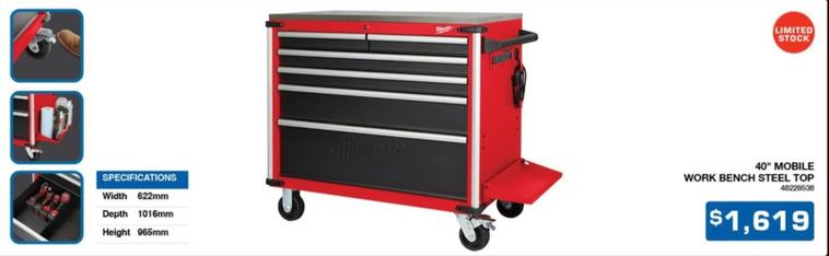 40" Mobile Work Bench Steel Top offers at $1619 in Burson Auto Parts