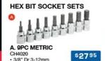 Hex Bit Socket Set 9pc Metric offers at $27.95 in Burson Auto Parts