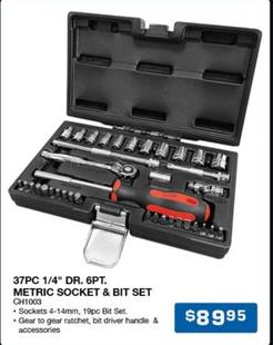 37pc 1/4" Dr. 6pt. Metric Socket & Bit Set offers at $89.95 in Burson Auto Parts