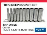10pc Deep Socket Set 1/4" Drive offers at $21.95 in Burson Auto Parts