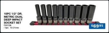 Chicane 10pc 1/2" Dr. Metric Dual Deep Impact Socket Set offers at $69.95 in Burson Auto Parts
