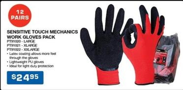 Sensitive Touch Mechanics Work Gloves Pack offers at $24.95 in Burson Auto Parts
