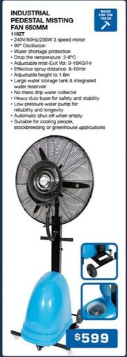 Industrial Pedestal Misting Fan 650mm offers at $599 in Burson Auto Parts
