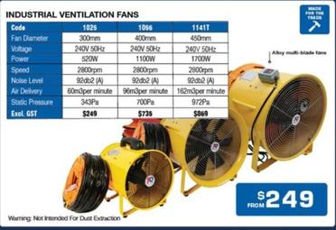 Industrial Ventilation Fans offers at $249 in Burson Auto Parts
