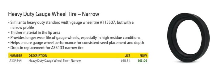 Heavy Duty Gauge Wheel Tire - Narrow offers at $63.06 in John Deere