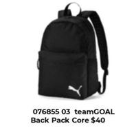 Teamgoal Back Pack Core offers at $40 in Puma